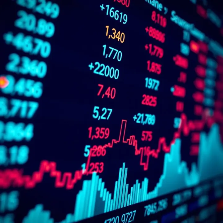 Currency exchange rates fluctuating on a digital financial chart