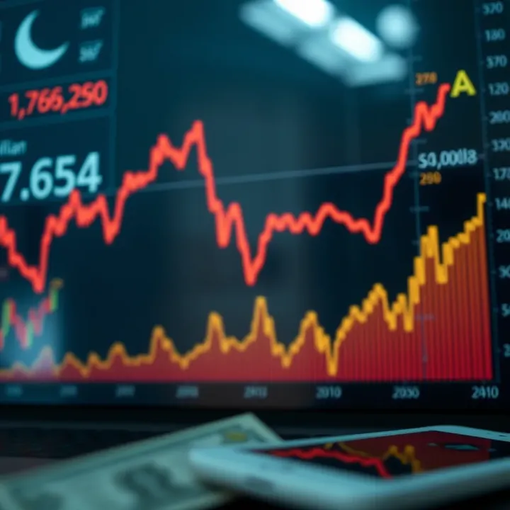 Graph showing fluctuations in the US dollar exchange rate against Pakistani rupee with economic indicators