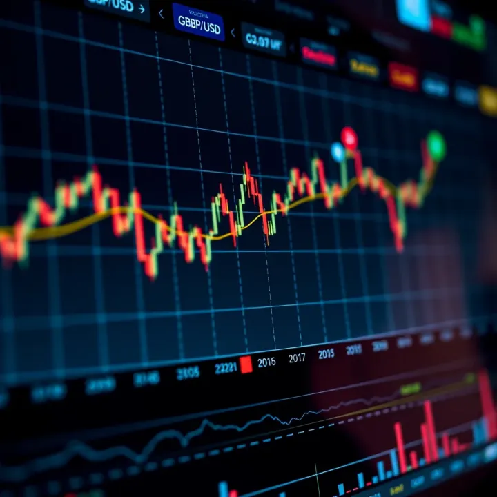 Graph showing GBP/USD exchange rate fluctuations with economic event markers