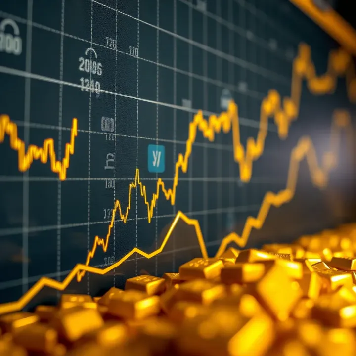 Gold Price Trends Driven by Global Economics Graph illustrating the upward trend of gold prices influenced by global economic factors