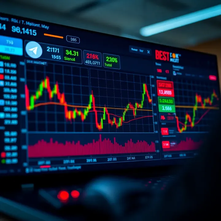 Utilizing Forex Signals on Telegram with Effective Risk Management Digital dashboard showing forex market trends and signal alerts highlighting risk management strategies