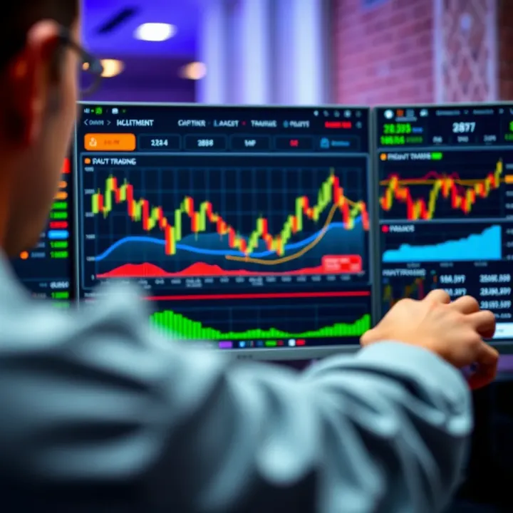 Online trading platform dashboard showing charts and financial tools