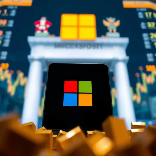 Illustration of factors influencing Microsoft stock including global economy and regional market conditions in Pakistan
