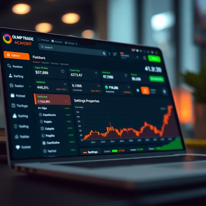 Dashboard view of an active Olymp Trade account showing trading options and account settings