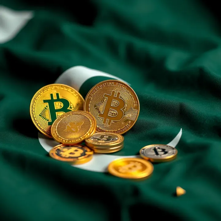 Ethical Cryptocurrency Investment Guidance for Pakistani Muslims Pakistani flag with cryptocurrency icons symbolizing ethical investment considerations in Islam
