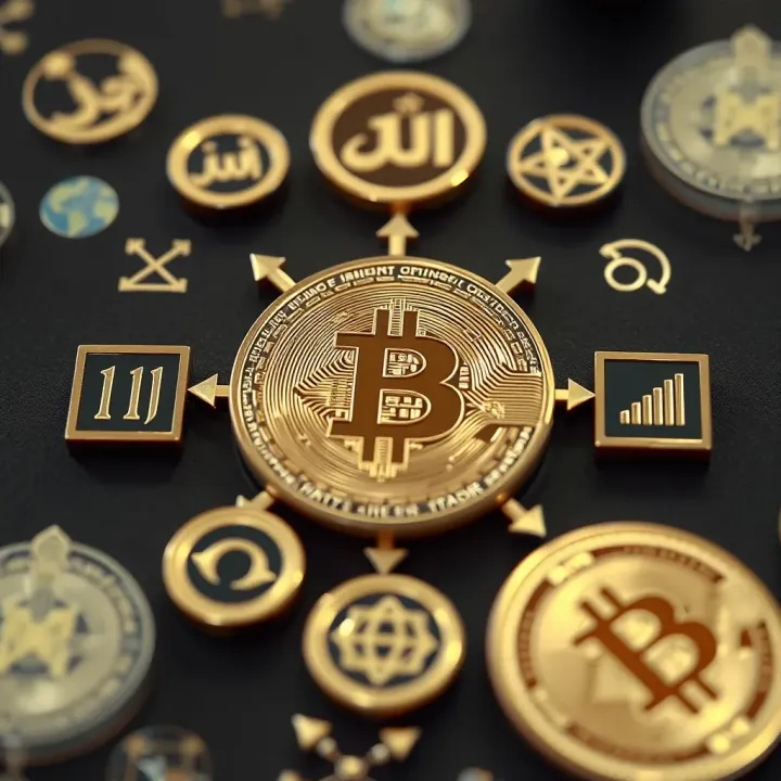 Conceptual representation of Pepe Coin surrounded by Islamic finance symbols and principles