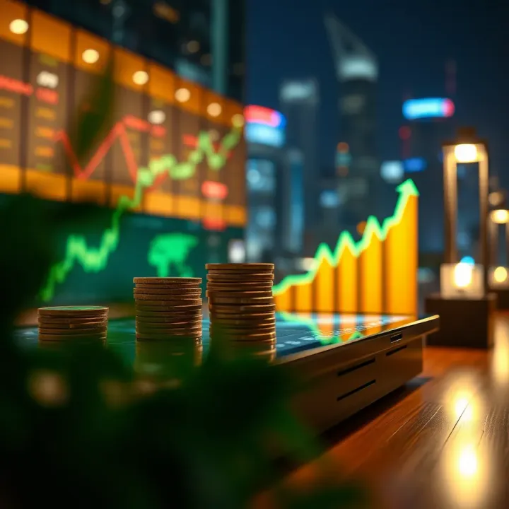 Graphical representation of Pakistan's financial growth with digital investment tools