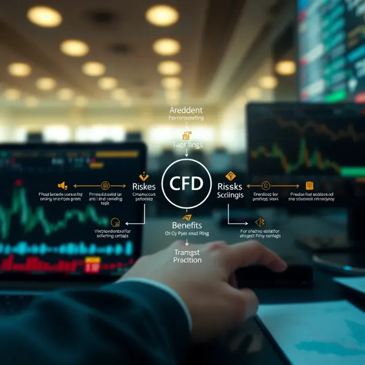 Diagram illustrating key components and risks involved in CFD trading