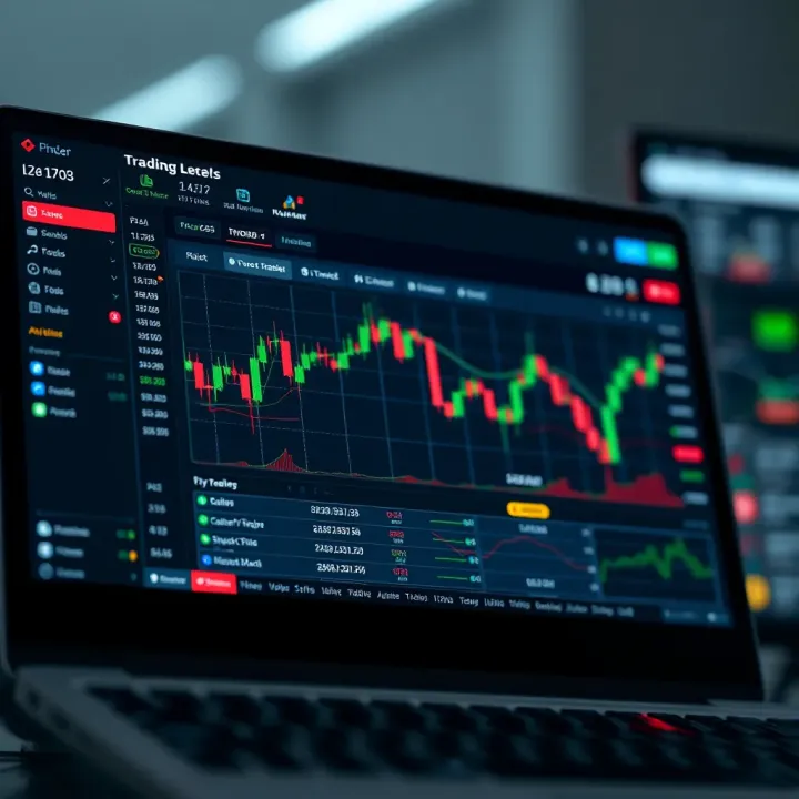 User interface of a popular online trading platform showing charts and trade options