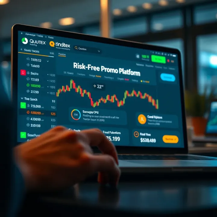Illustration showing a secure digital trading platform interface highlighting risk-free promo code benefits