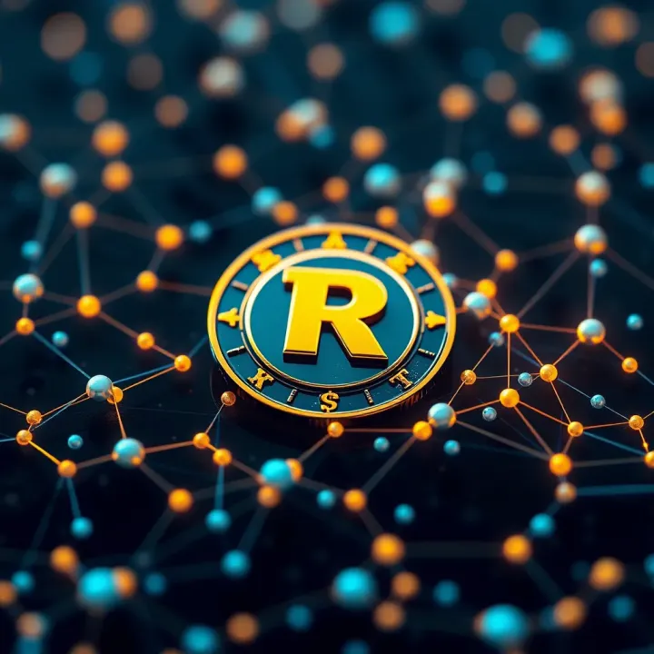 Conceptual visualization of blockchain network highlighting Ray Coin's technology and future outlook