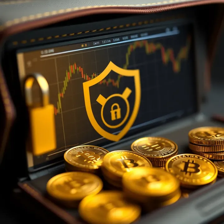 Graphic showing secure crypto wallet interface with Hamster Kombat tokens and security shield icon