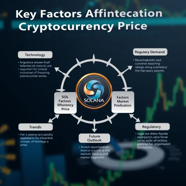 Diagram illustrating factors influencing Solana price including technology, market demand, and regulatory environment