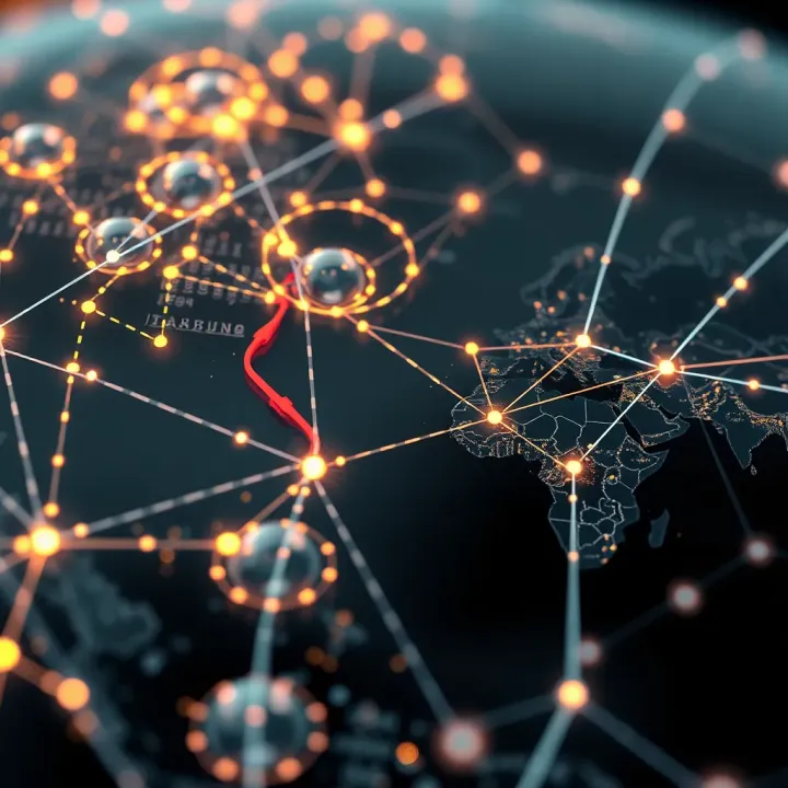 Global trade routes connecting diverse economies without direct investment flows