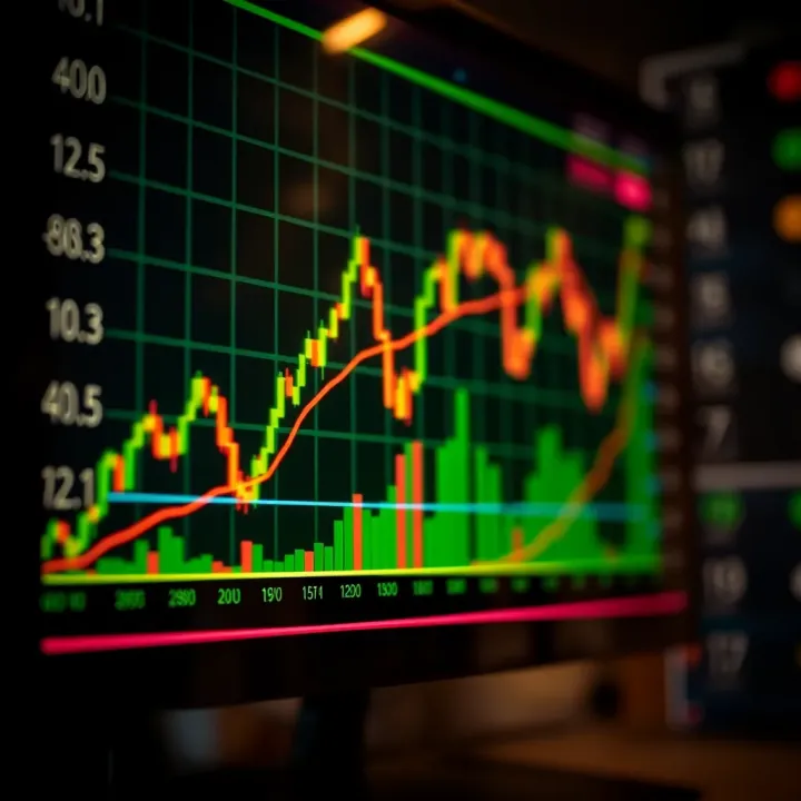 Market Trends in Financial Trading Graph showing upward and downward trends in stock market trading