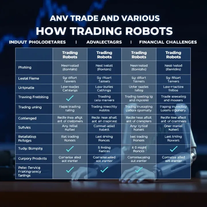 Comparison chart showing different types of trading robots with their advantages and challenges