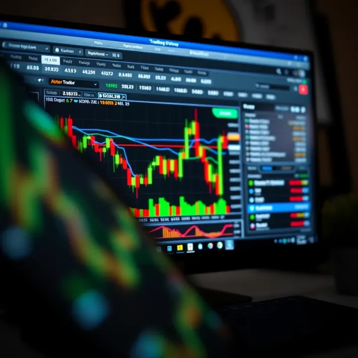 Interactive TradingView chart displaying technical indicators alongside Binary.com trading interface