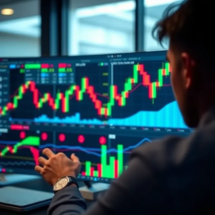 Interactive TradingView chart displaying multiple technical indicators integrated within the Deriv platform interface