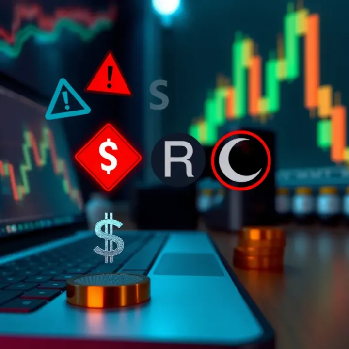 Illustration of risk management tools and regulatory symbols for binary trading