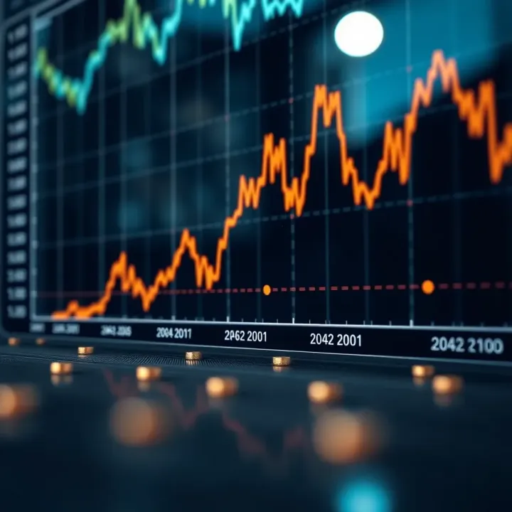 Graph showing trends and fluctuations in cryptocurrency prices over time
