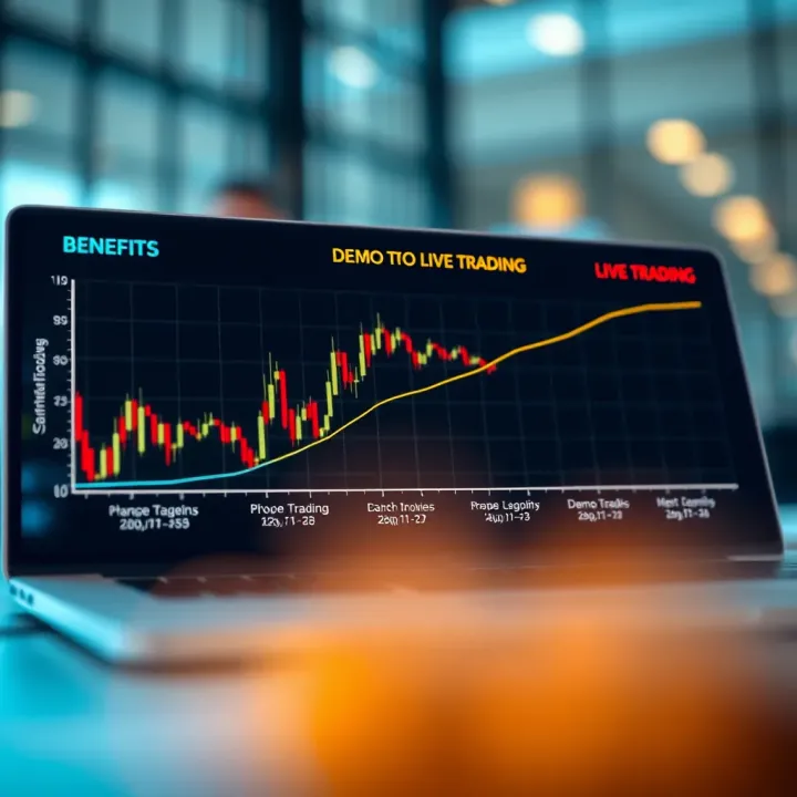 Transition from Demo to Live Trading Overview Graph illustrating the transition from demo trading to live trading, highlighting the benefits and limitations of each phase