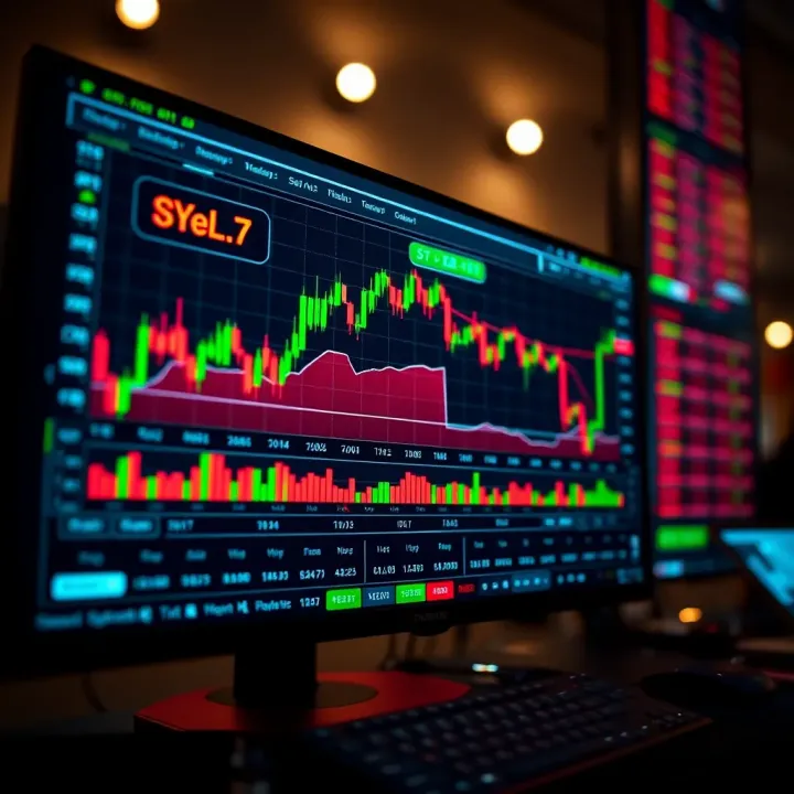 Trading Platform Interface Displaying Market Data Interface of a trading platform showing live market charts and trading options