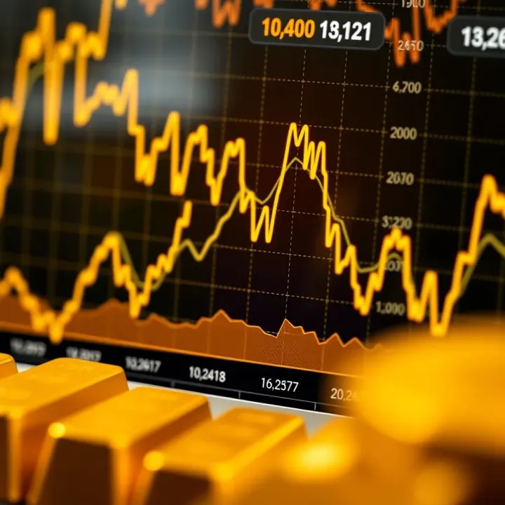 Graph showing trends and fluctuations in gold prices over time