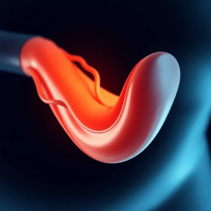 Illustration depicting curved anatomy of the penis affected by Peyronie's disease