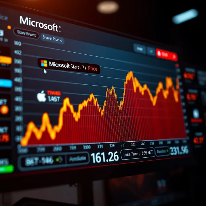Graph showing Microsoft stock price fluctuations over time with key global events marked