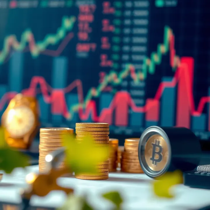 Conceptual illustration of financial growth and investment strategies with graphs and charts