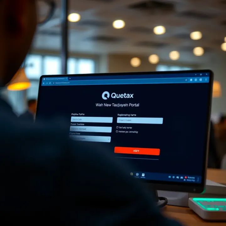 Quetax Registration Interface for Karachi Taxpayers User interface displaying registration form on Quetax for new taxpayers in Karachi