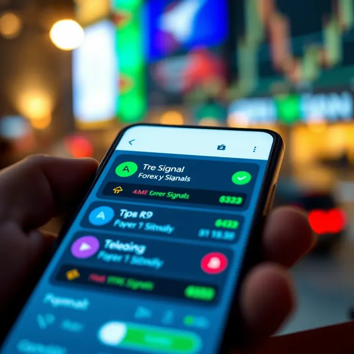Telegram app interface showing forex trading signal notifications on smartphone screen