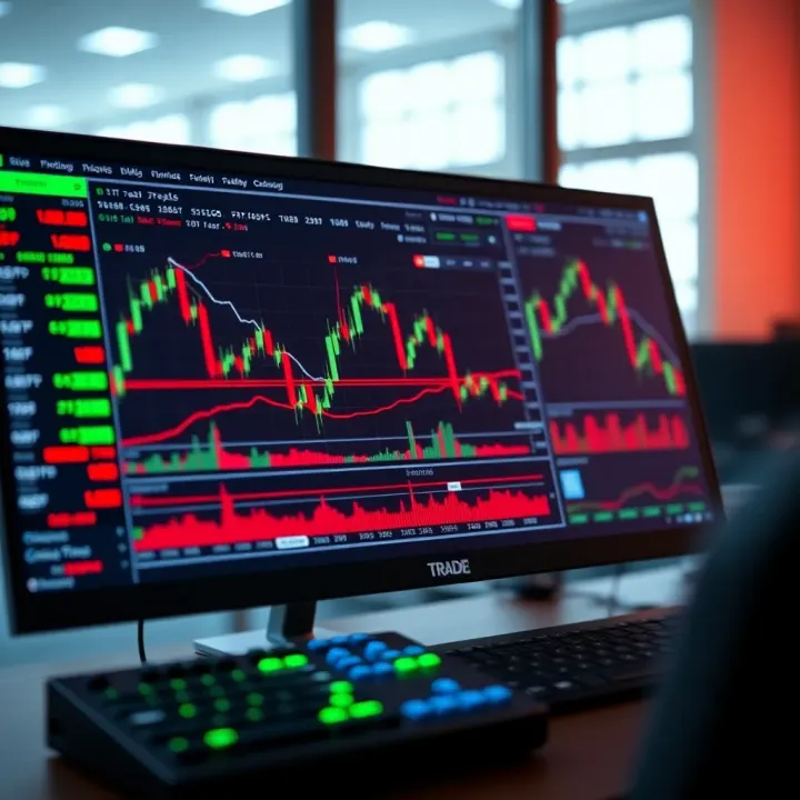Interactive trading platform interface showing market charts and analytical tools