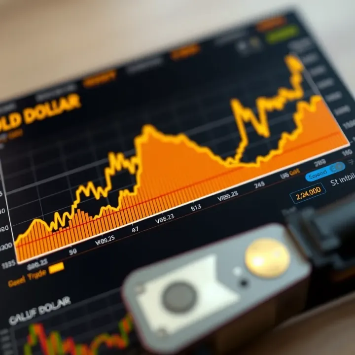 Graph showing real-time fluctuations of gold price against US dollar