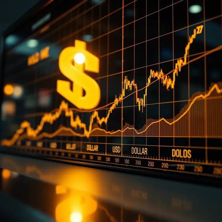 Graph showing fluctuations in gold price against US dollar with market trend lines