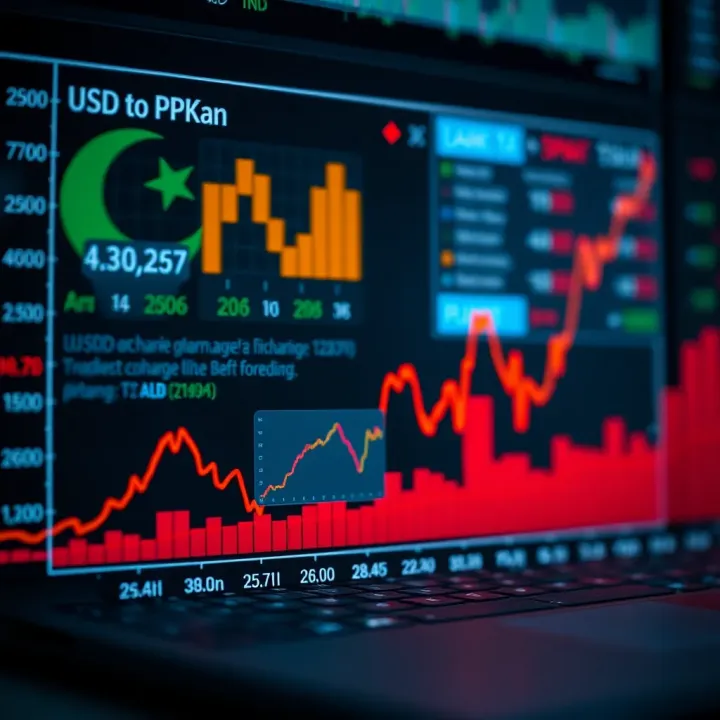 Graph showing fluctuations in USD to PKR exchange rate over time