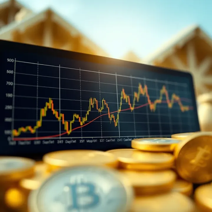Graph showing fluctuations in gold price against the US dollar over time