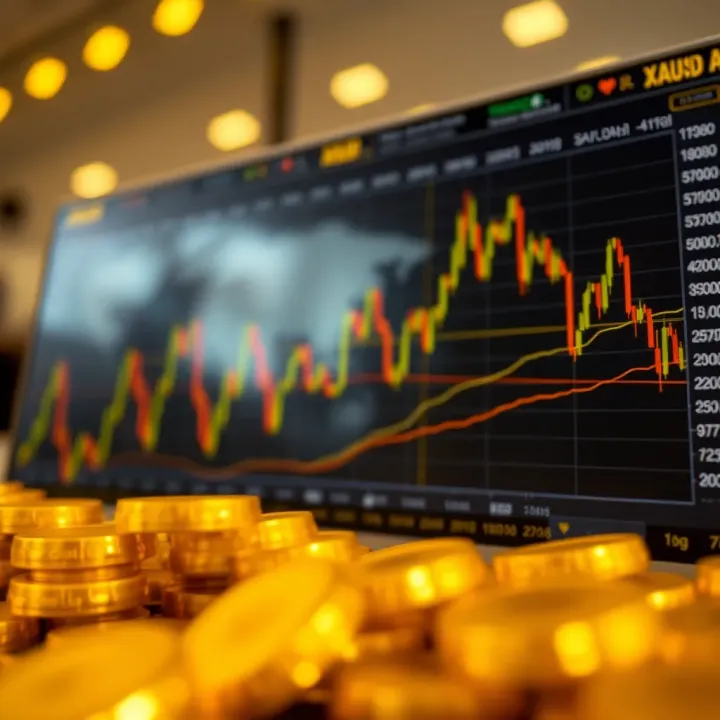 Trend chart showing the movement of gold prices against the US dollar