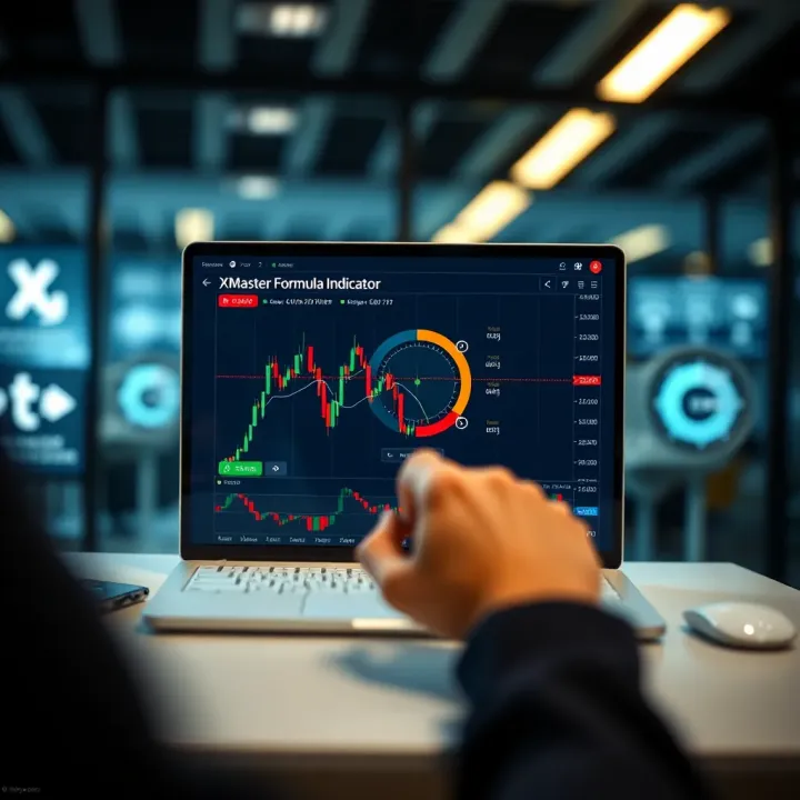 Visual guide illustrating the integration and setup interface of the XMaster Formula Indicator within the MetaTrader 5 environment